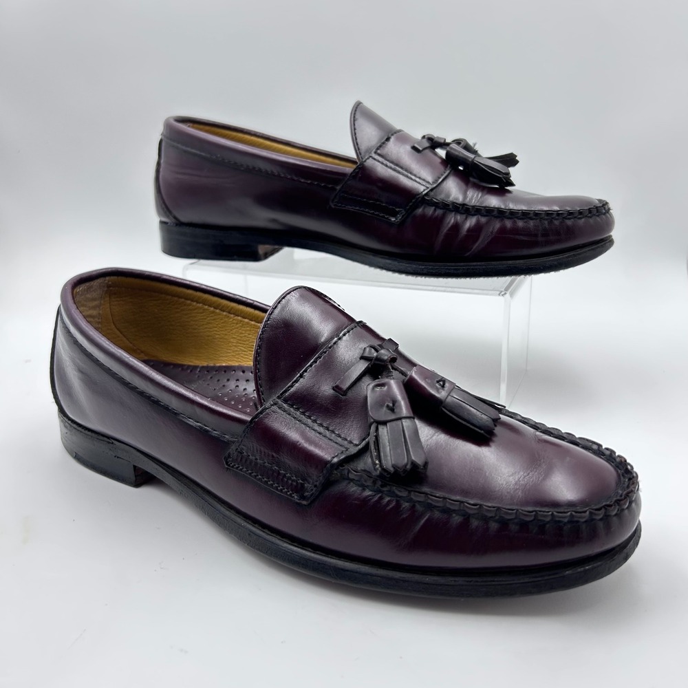 Sebago Tassel Loafers Mens 11 D Burgundy Leather Handsewn USA‎ Preppy Classic